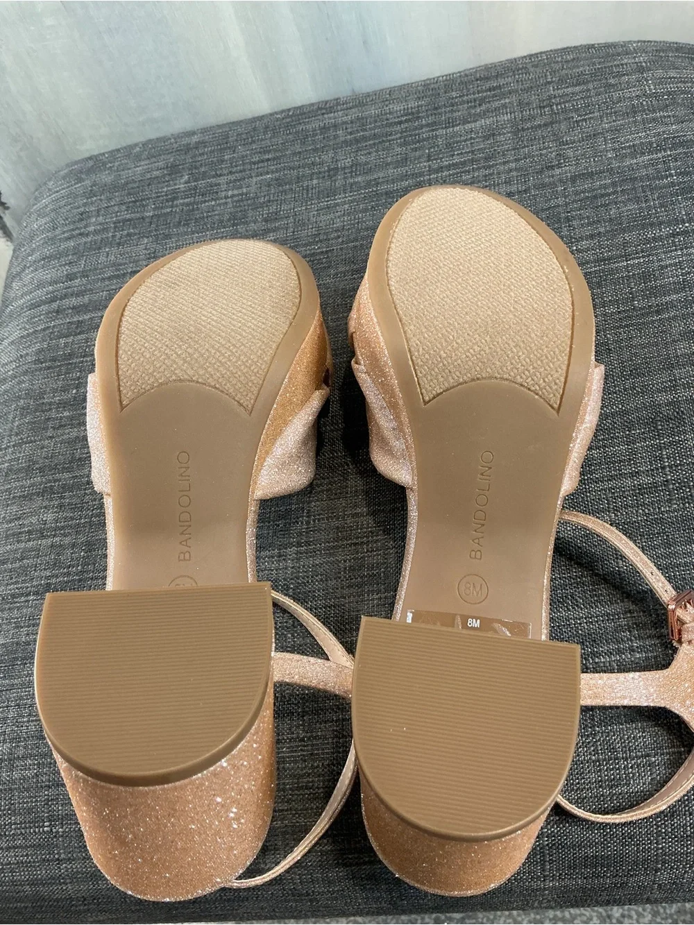 NIB Bandolino Prezley2 Shimmer Knot Sandal Heels Light Natural Size 8M